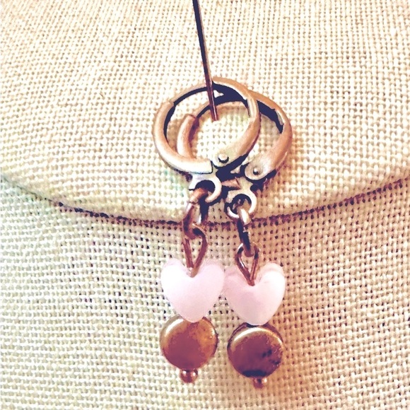 handcrafted Jewelry - 🌹 HEART CHAKRA❤️‍🔥 Handcrafted Dainty Pink Lampwork Heart & Copper Earrings❣️